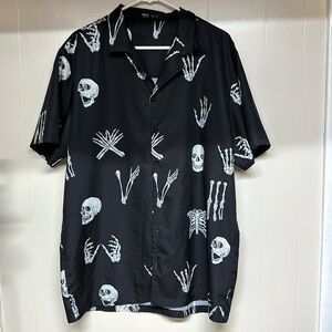 Mens Novelty Skeleton Black Shirt Lightweight **Sz XXL Halloween Party